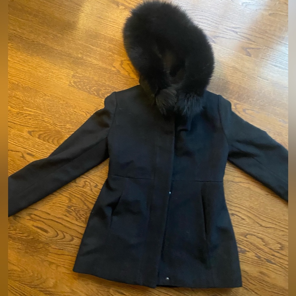 Sachi xs lambswool coat Fox Fur hood
